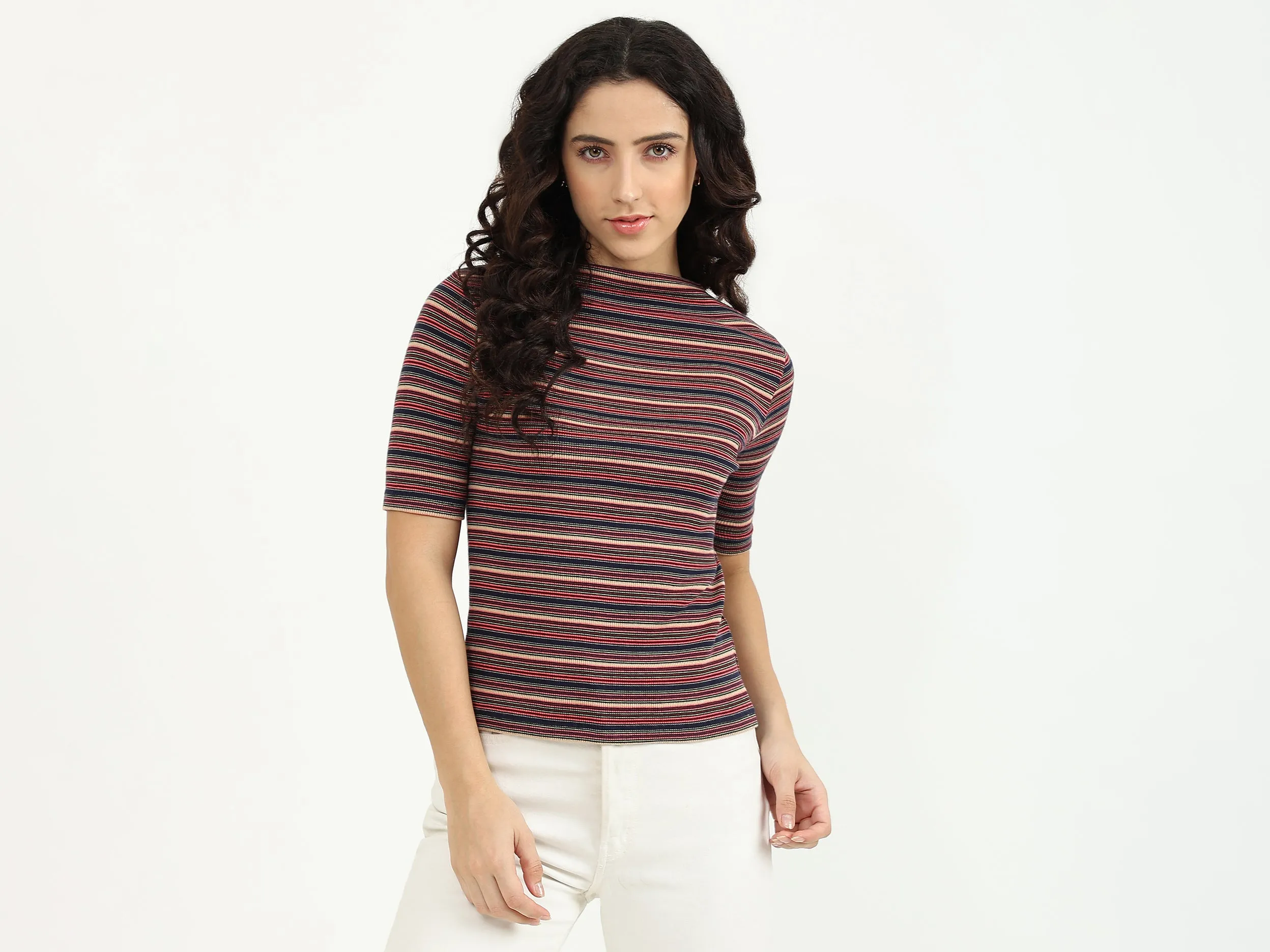 Boat Neck Stripe Top