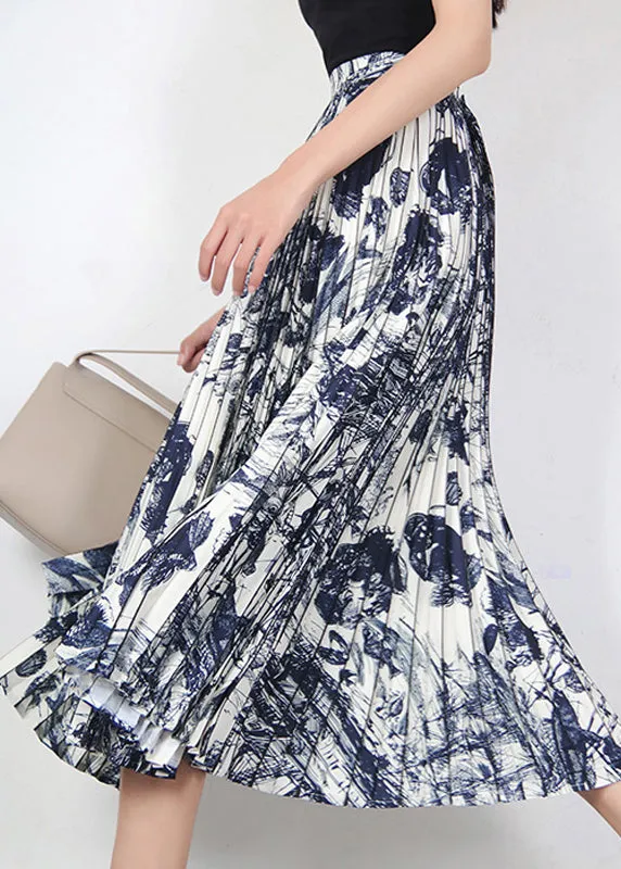 Bohemian Print Wrinkled High Waist Cotton Skirts Summer