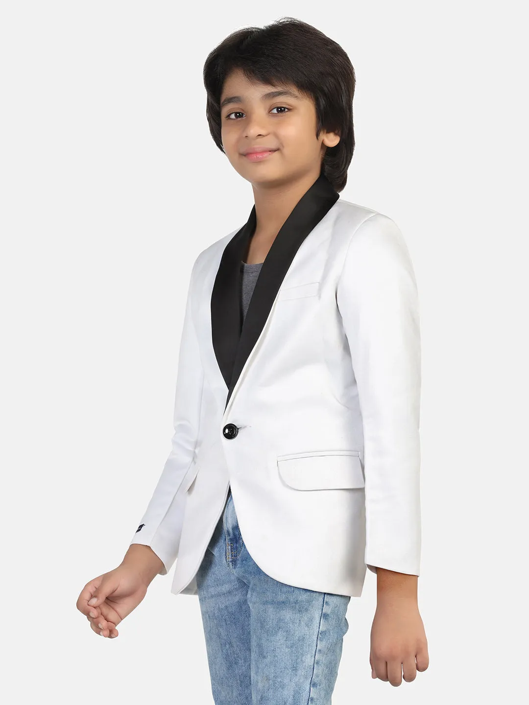 Boys White Tuxedo Blazer