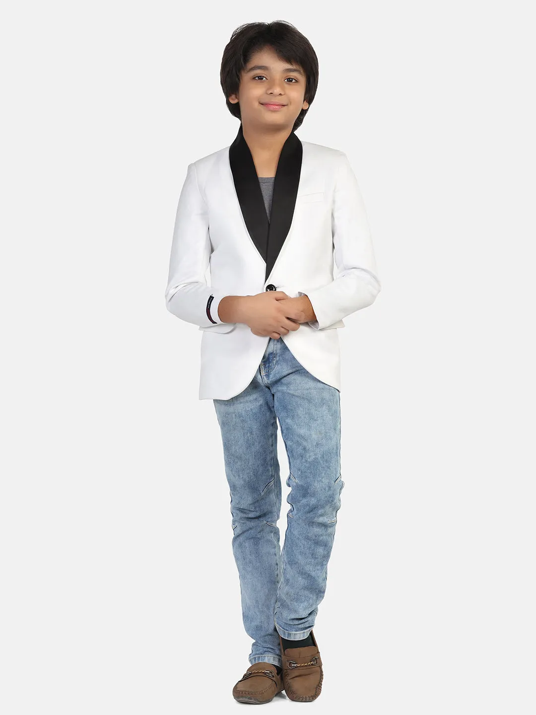 Boys White Tuxedo Blazer