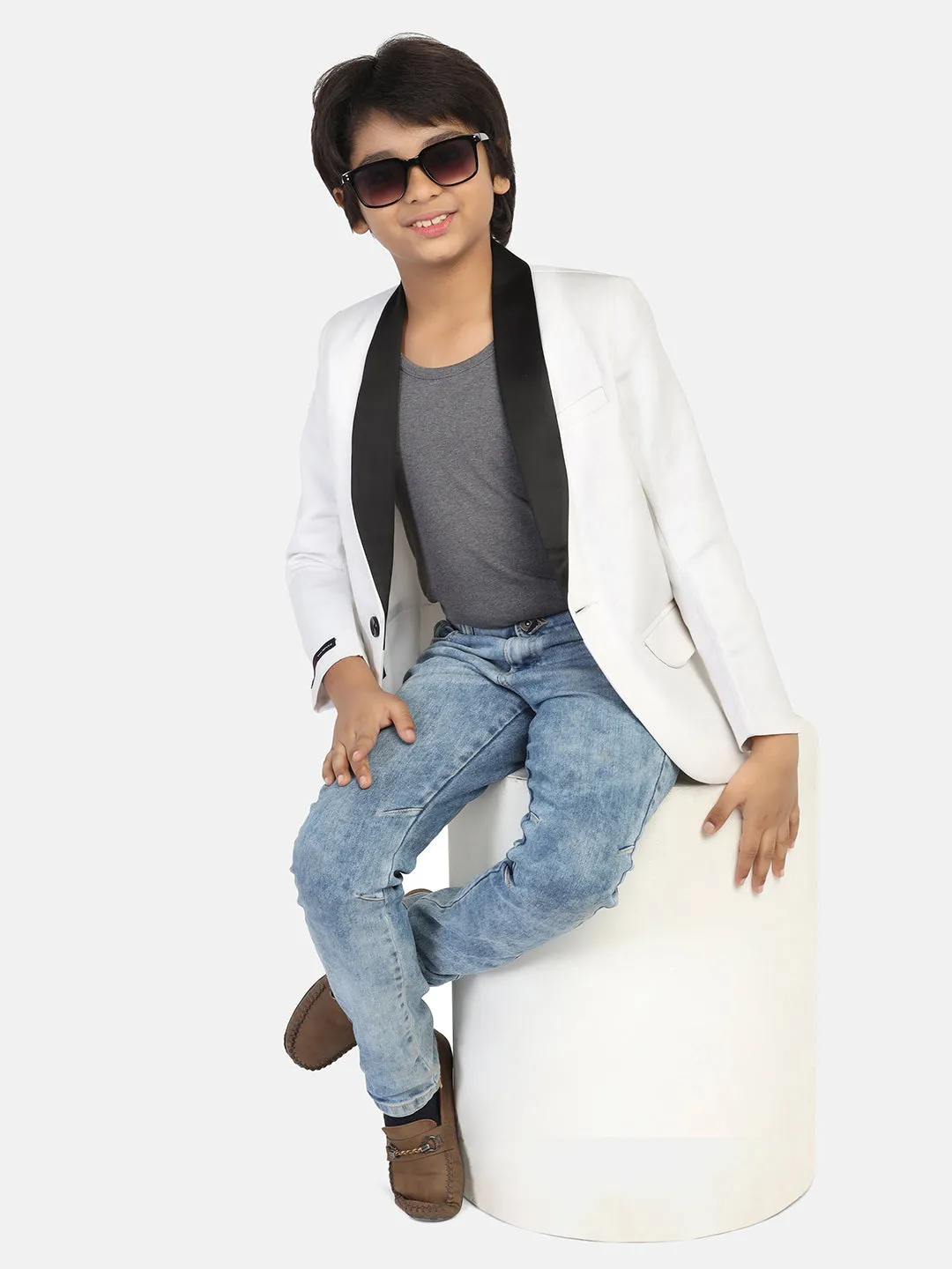 Boys White Tuxedo Blazer