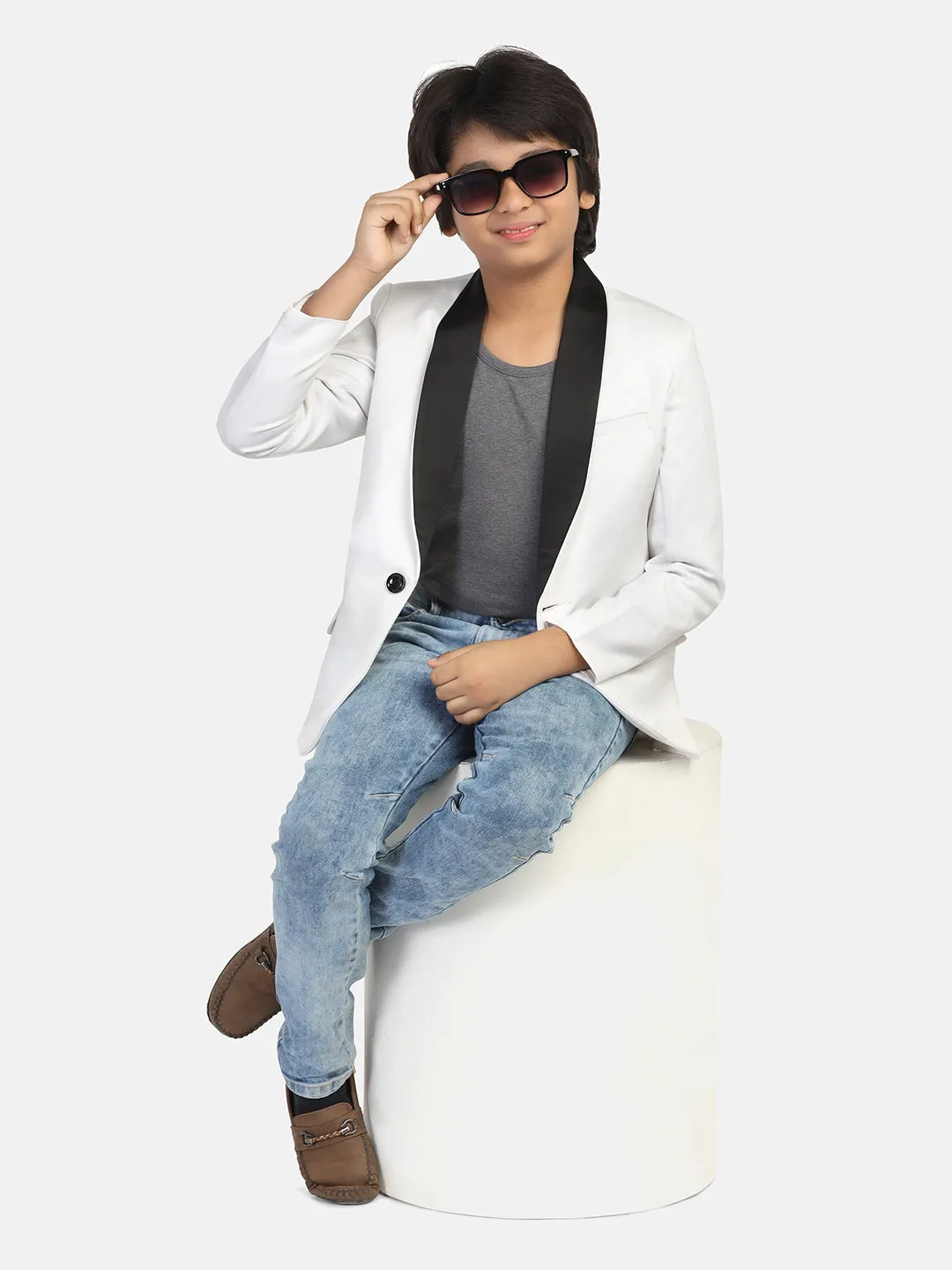 Boys White Tuxedo Blazer