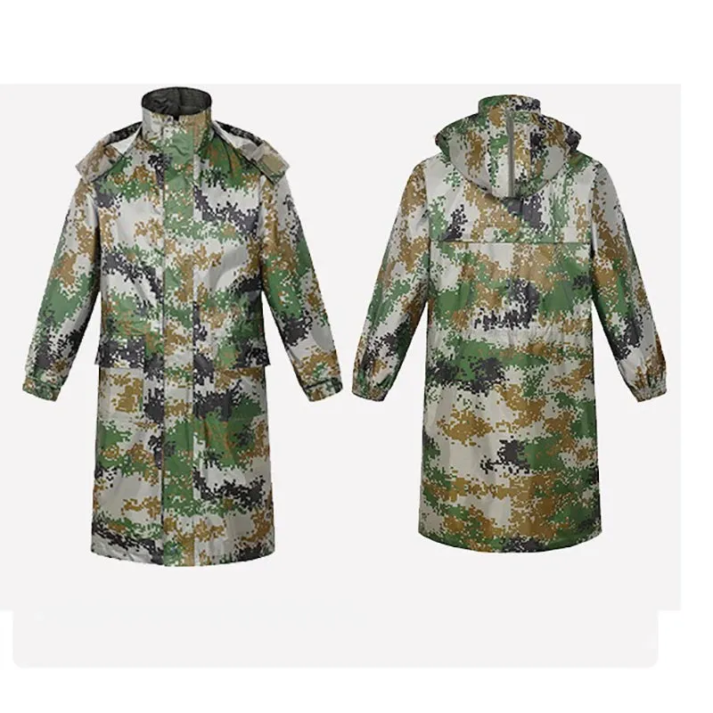 Camouflage Reflective Long One-Piece Raincoat - Waterproof Poncho for Men and Women