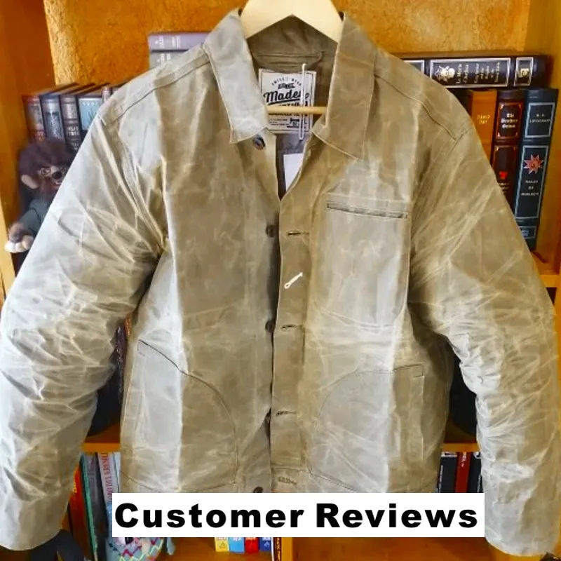 Canvas Oil Wax Men Jackets Khaki Retro Multi-pocket