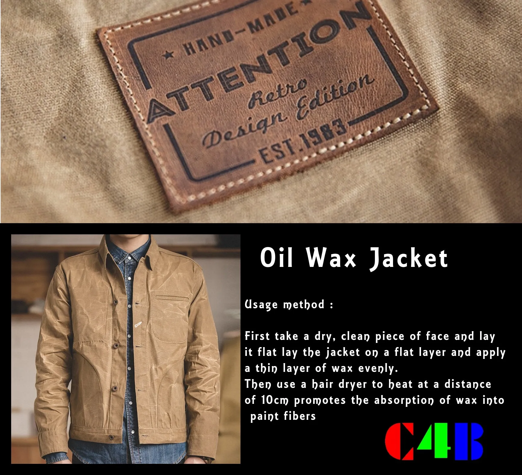 Canvas Oil Wax Men Jackets Khaki Retro Multi-pocket