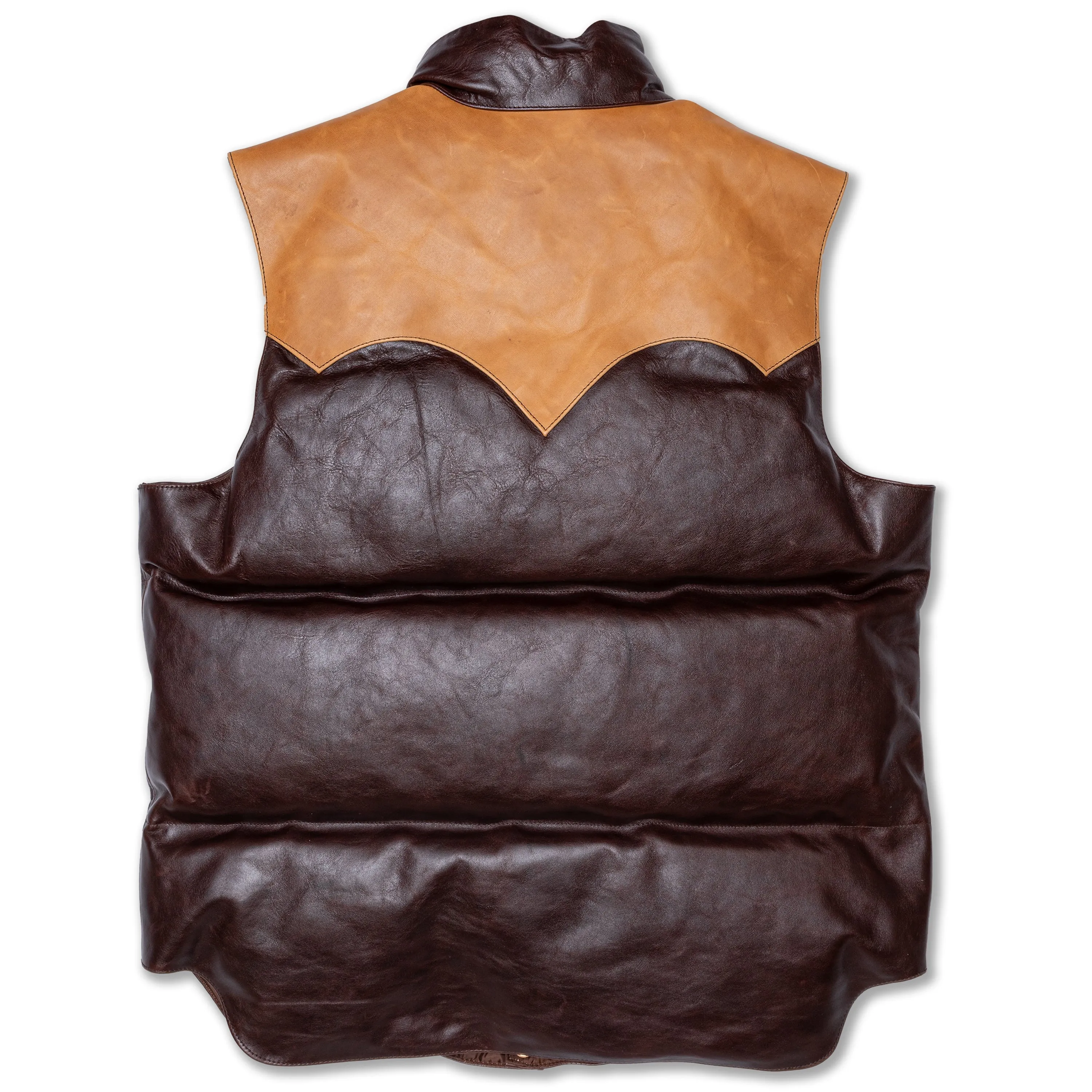 CHALLENGER Down Vest Duo-Tone in Seal Brown Shinki Hikaku Horsehide (RCL-10083D)