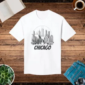 Chicago City Skyline Cotton Tee for Trendy Fashion