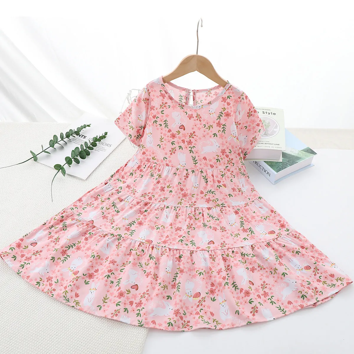 Children's Clothing 2025 Summer New Children's Noil Poplin Dress Girls' Princess Dress Women's Baby Breathable Thin Dress