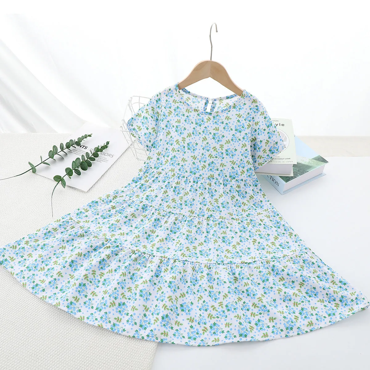 Children's Clothing 2025 Summer New Children's Noil Poplin Dress Girls' Princess Dress Women's Baby Breathable Thin Dress