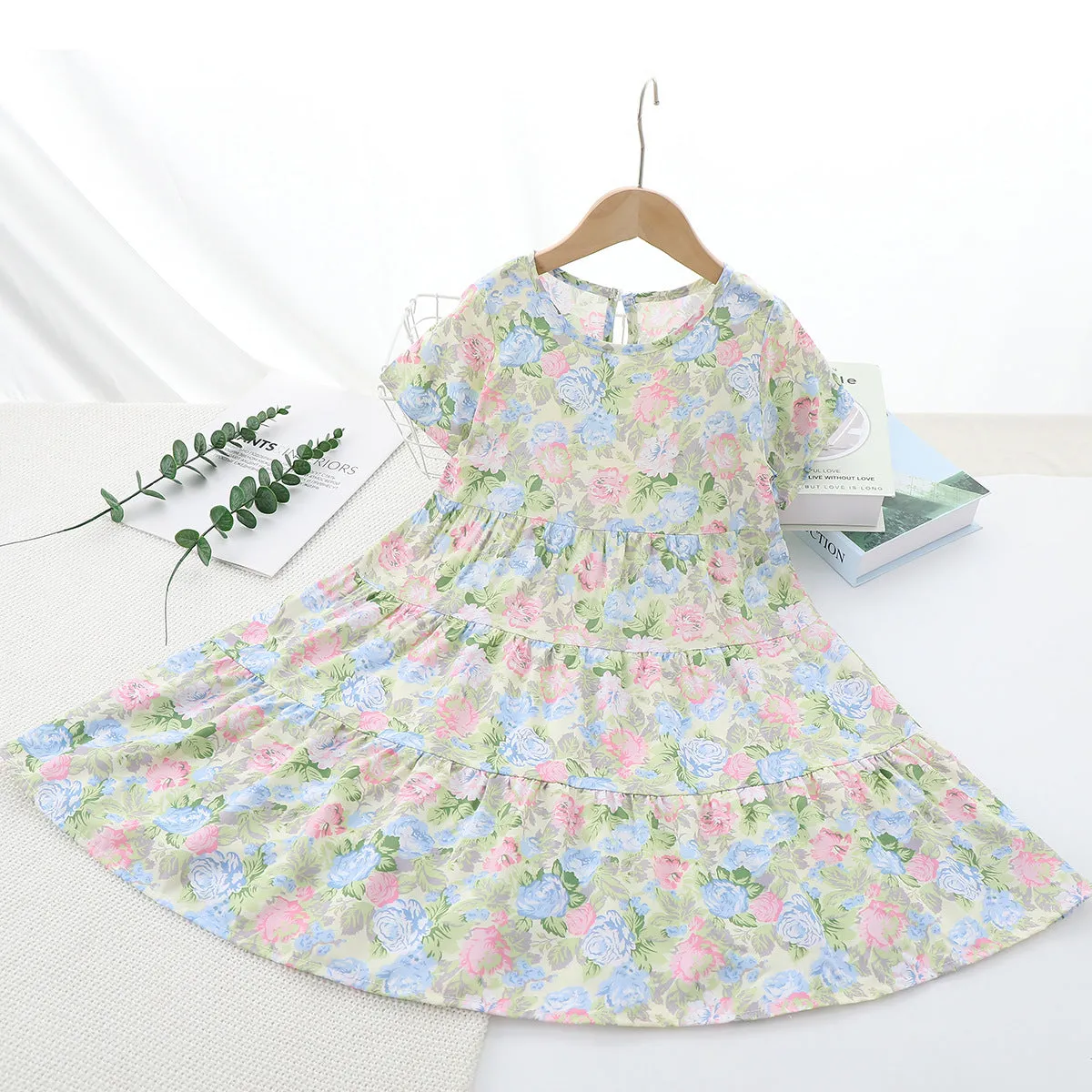 Children's Clothing 2025 Summer New Children's Noil Poplin Dress Girls' Princess Dress Women's Baby Breathable Thin Dress