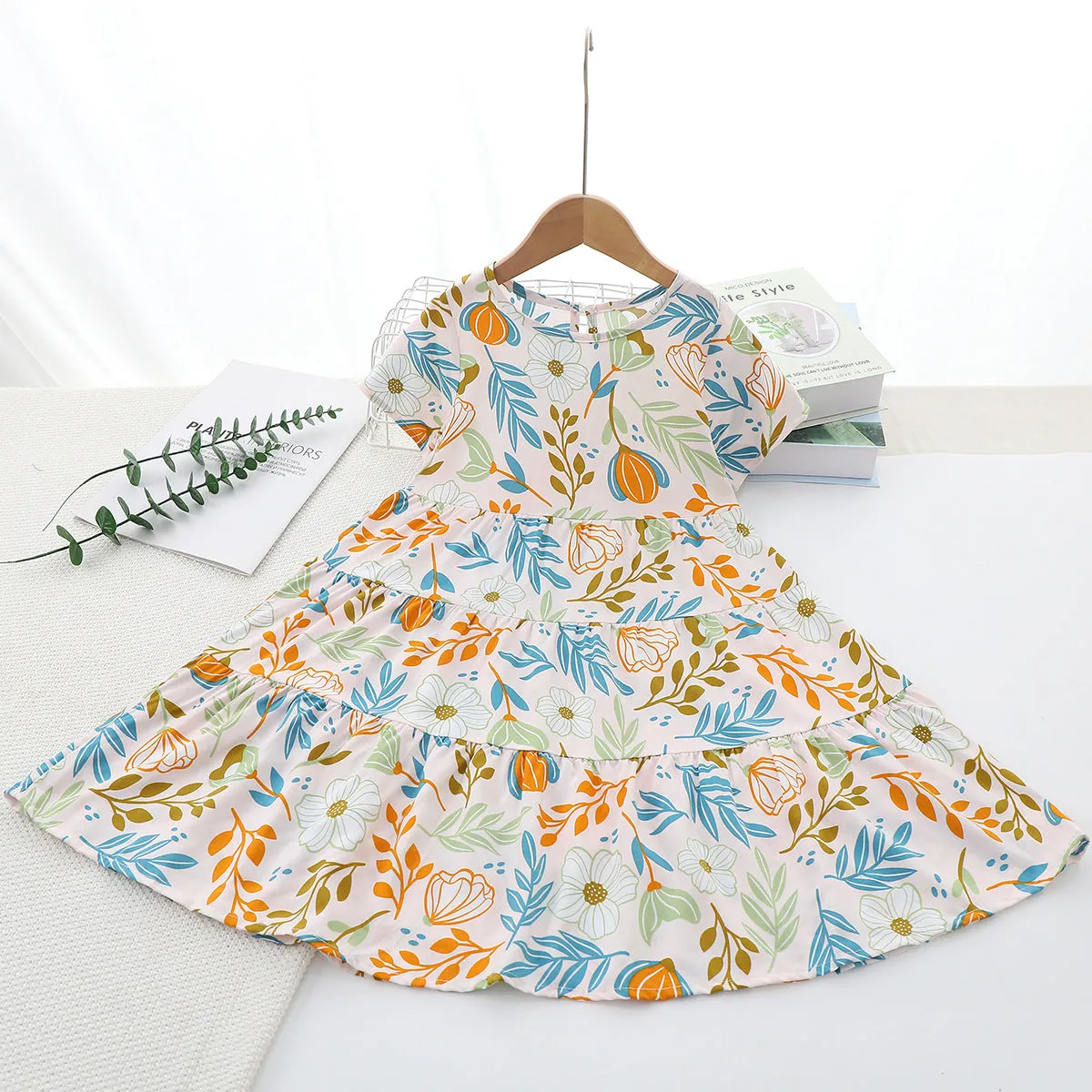 Children's Clothing 2025 Summer New Children's Noil Poplin Dress Girls' Princess Dress Women's Baby Breathable Thin Dress