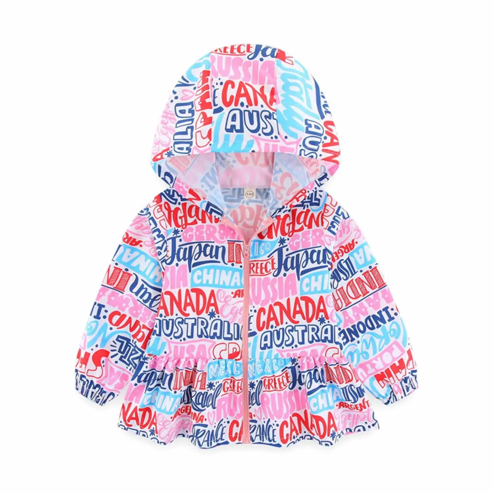 Children's Clothing Kids Jacket Outerwear Cartoon Zipper Toddler Clothes Hooded Jacket For Girls