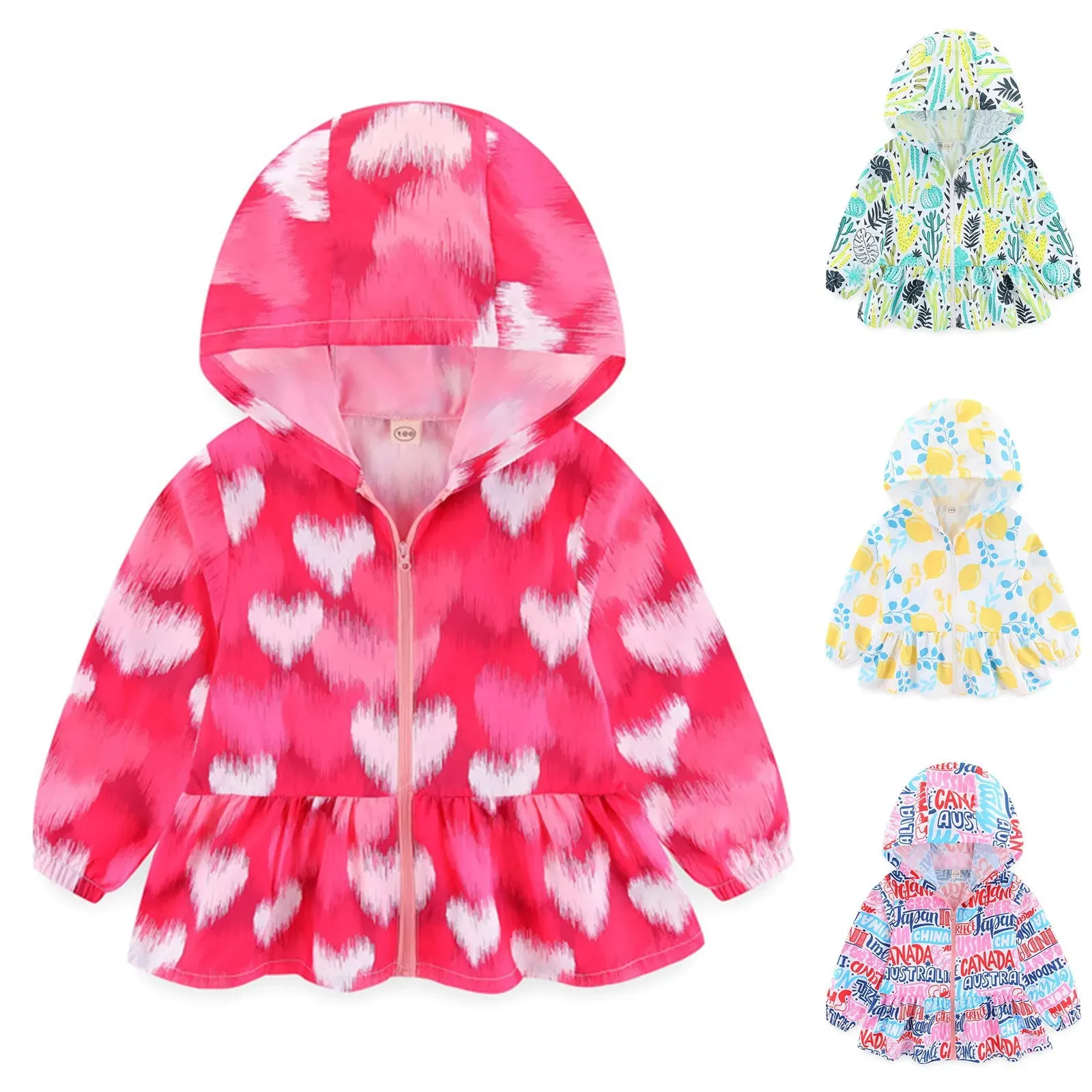 Children's Clothing Kids Jacket Outerwear Cartoon Zipper Toddler Clothes Hooded Jacket For Girls