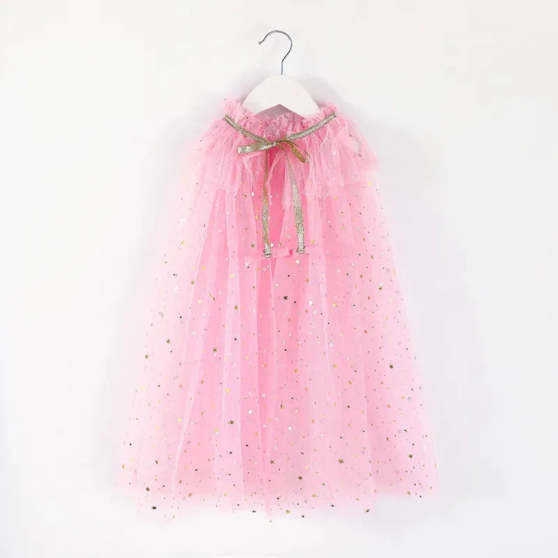 Christmas Halloween Girls Cloak Outerwear One Size Sequins Shawl Kids Coat for Birthday Party Beach Rainbow Princess Costume