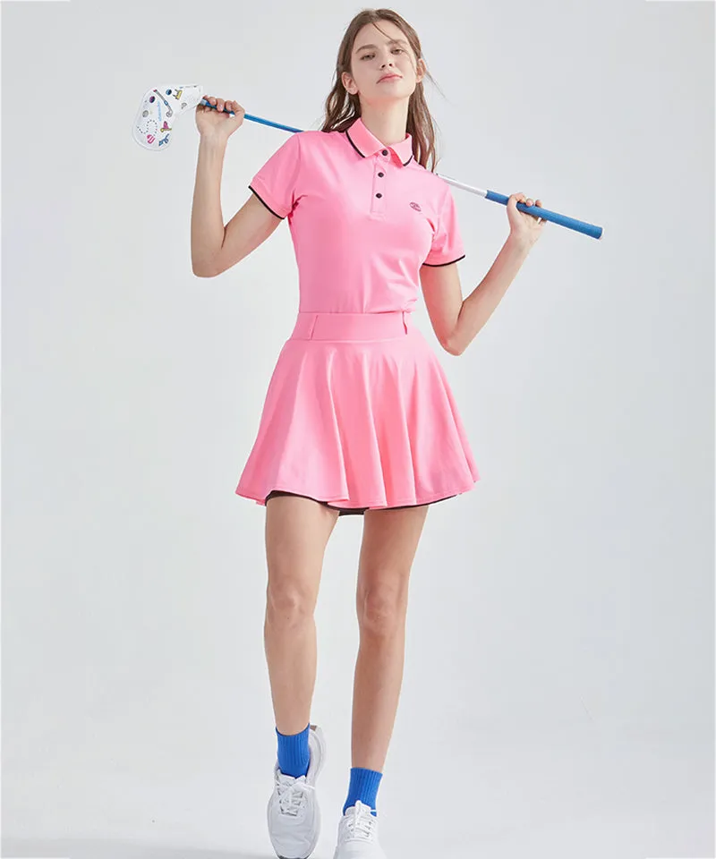 CHUCUCHU Ten Double Flare Skirt - Neon Pink