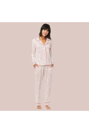 Confetti Dot Pima Knit Long-Sleeved Pajama - Red