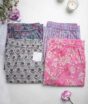 Cotton Pajama Pants Women - 4-Pack Bundle