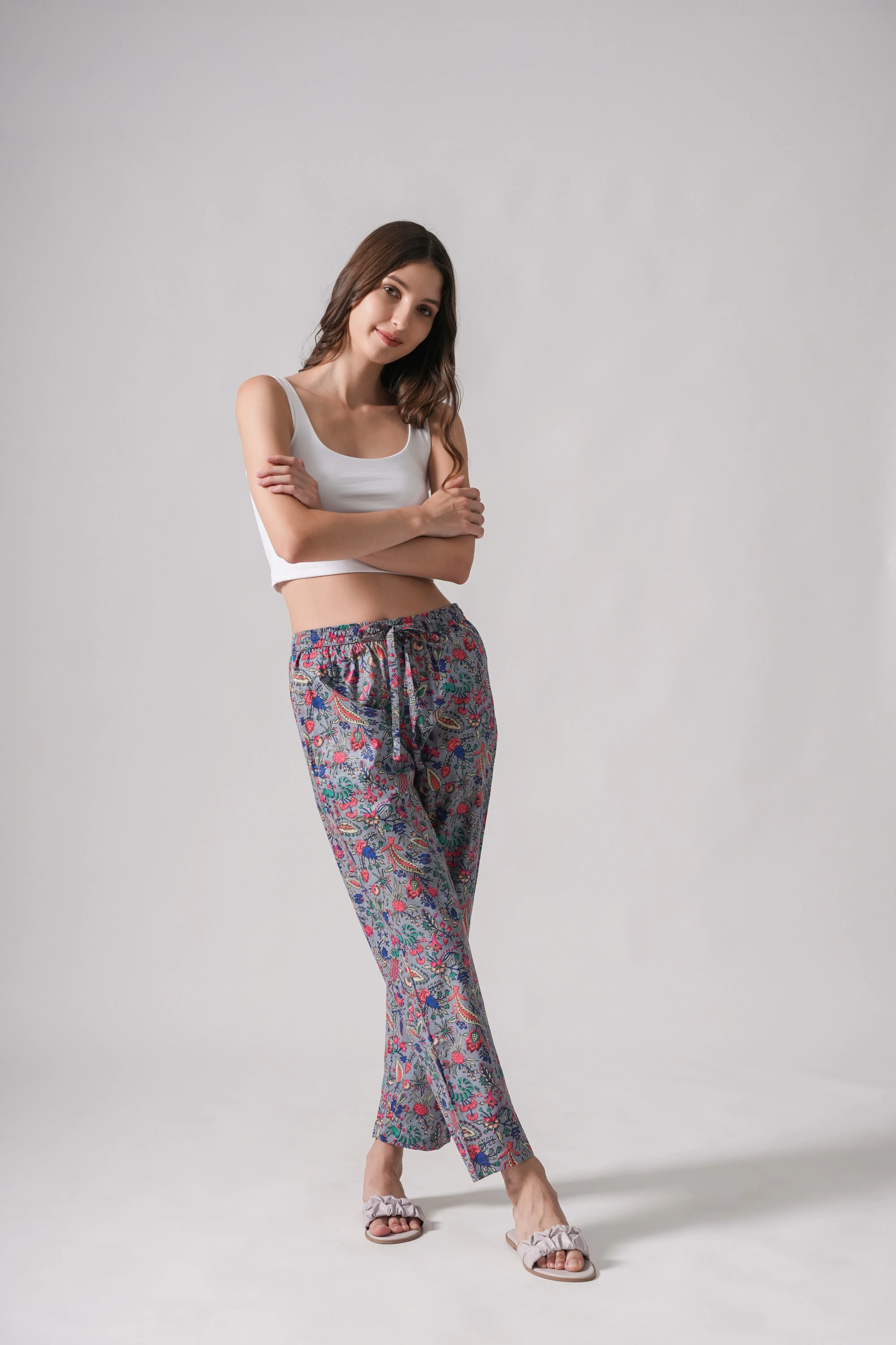 Cotton Pajama Pants Women - Gray Splendor