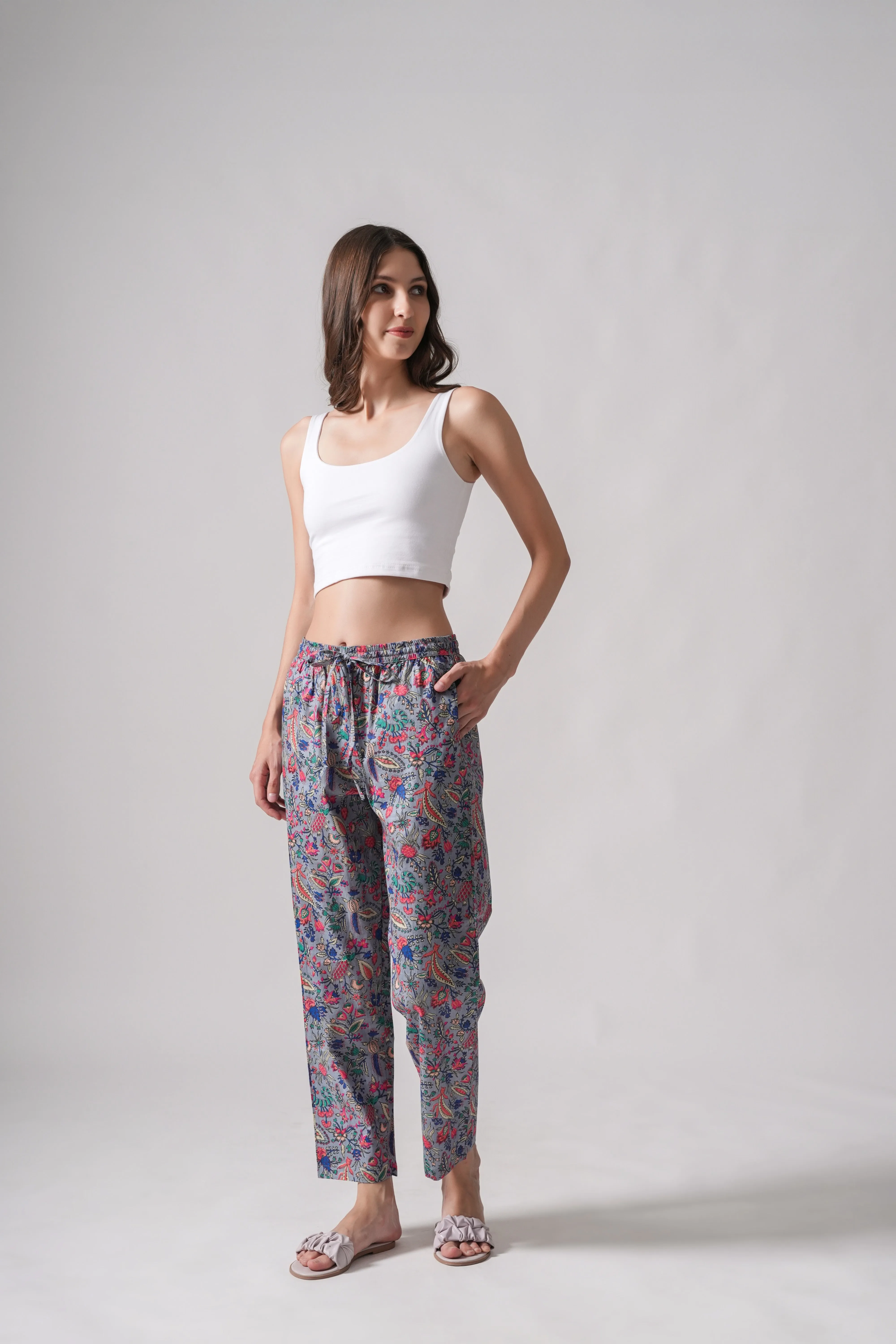 Cotton Pajama Pants Women - Gray Splendor