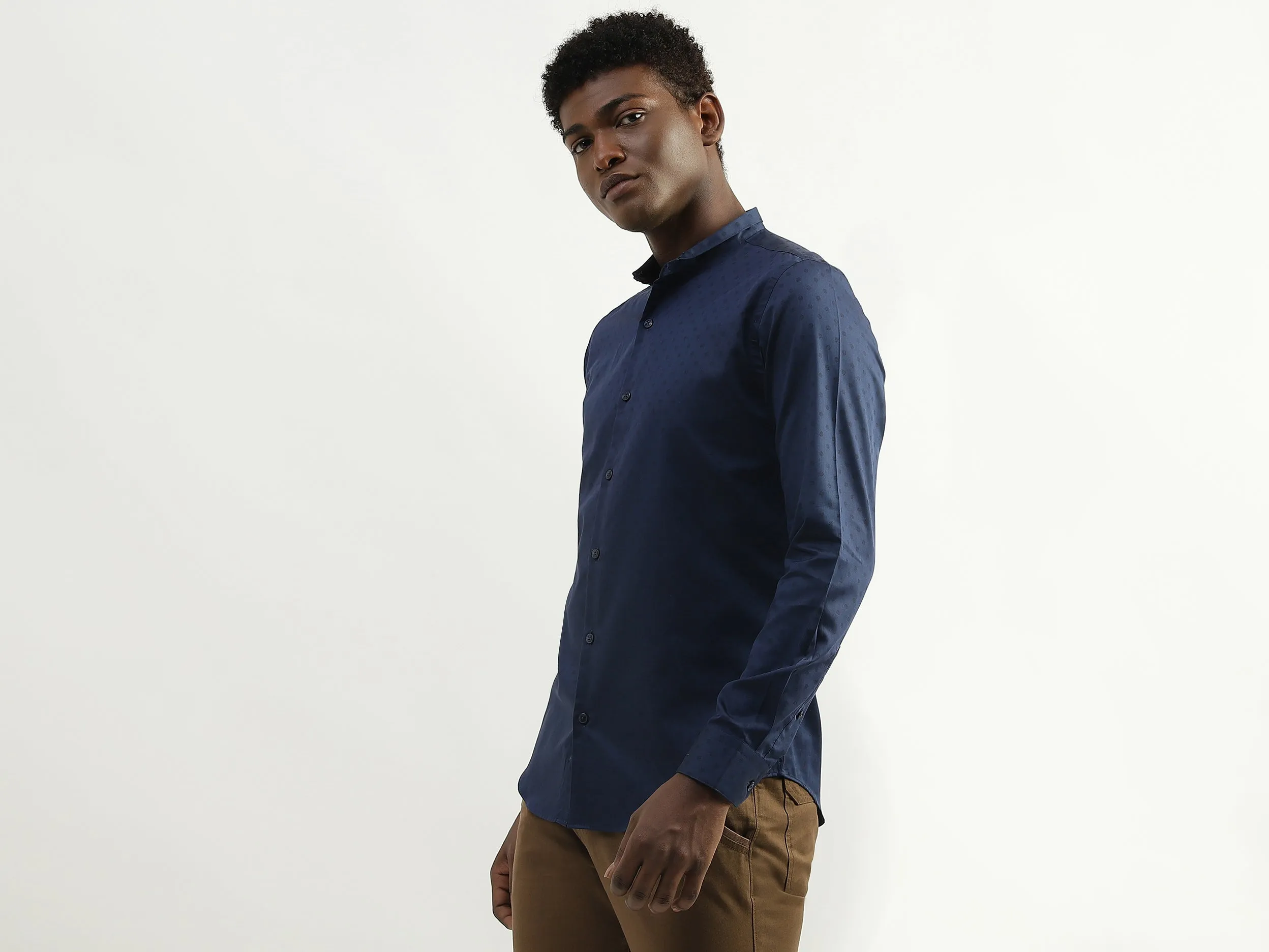Cotton Printed Slim Collar Mens Shirts