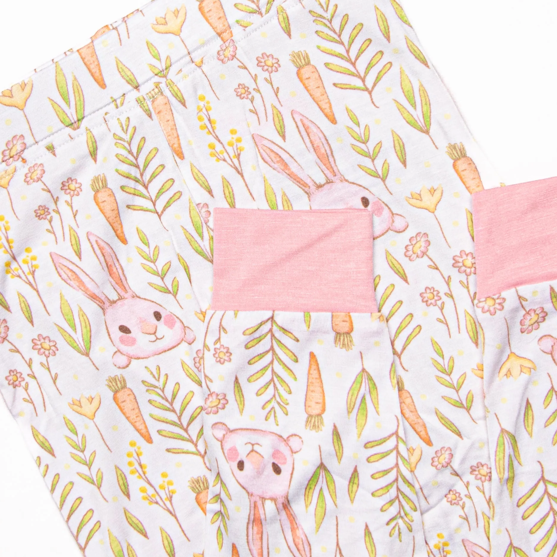Cottontails and Carrots Bamboo Pajama Set, Pink