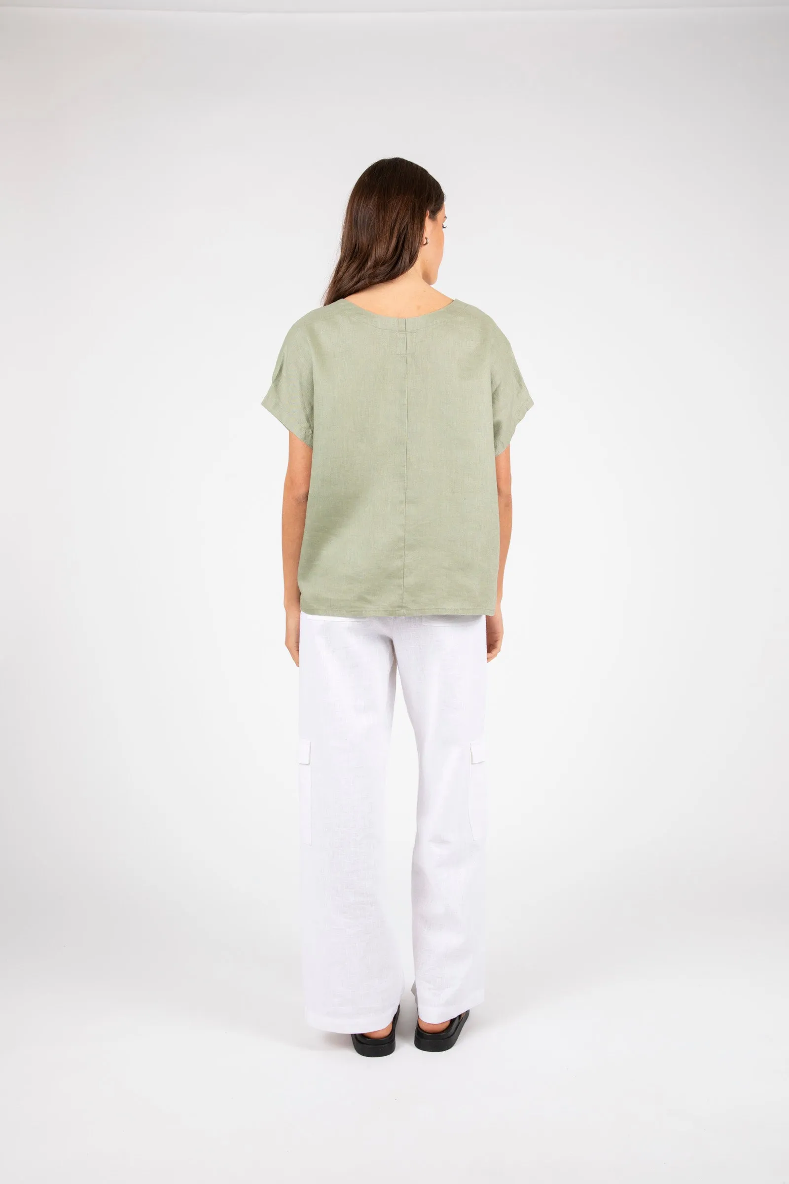 Cove Linen Top - Olive