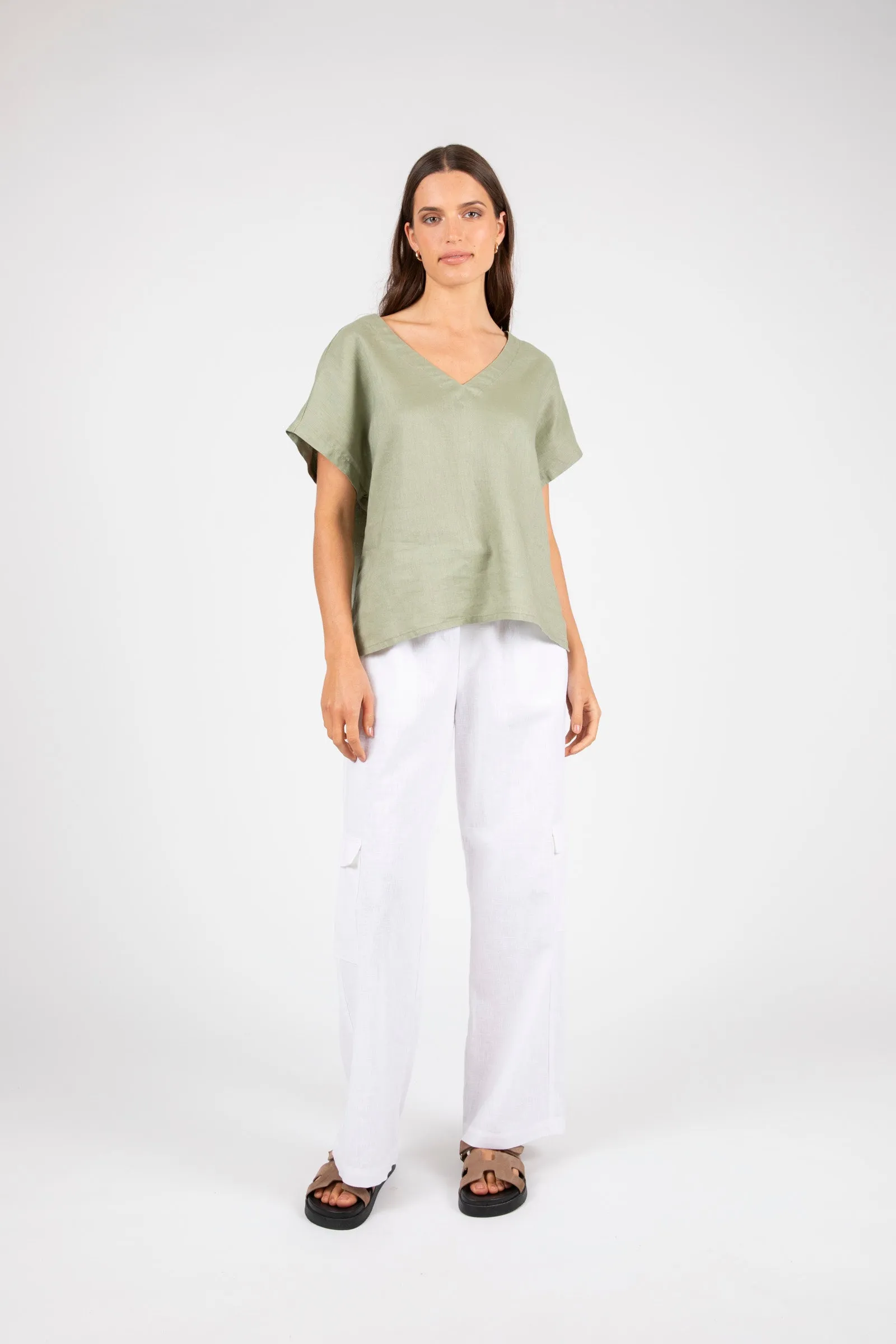 Cove Linen Top - Olive
