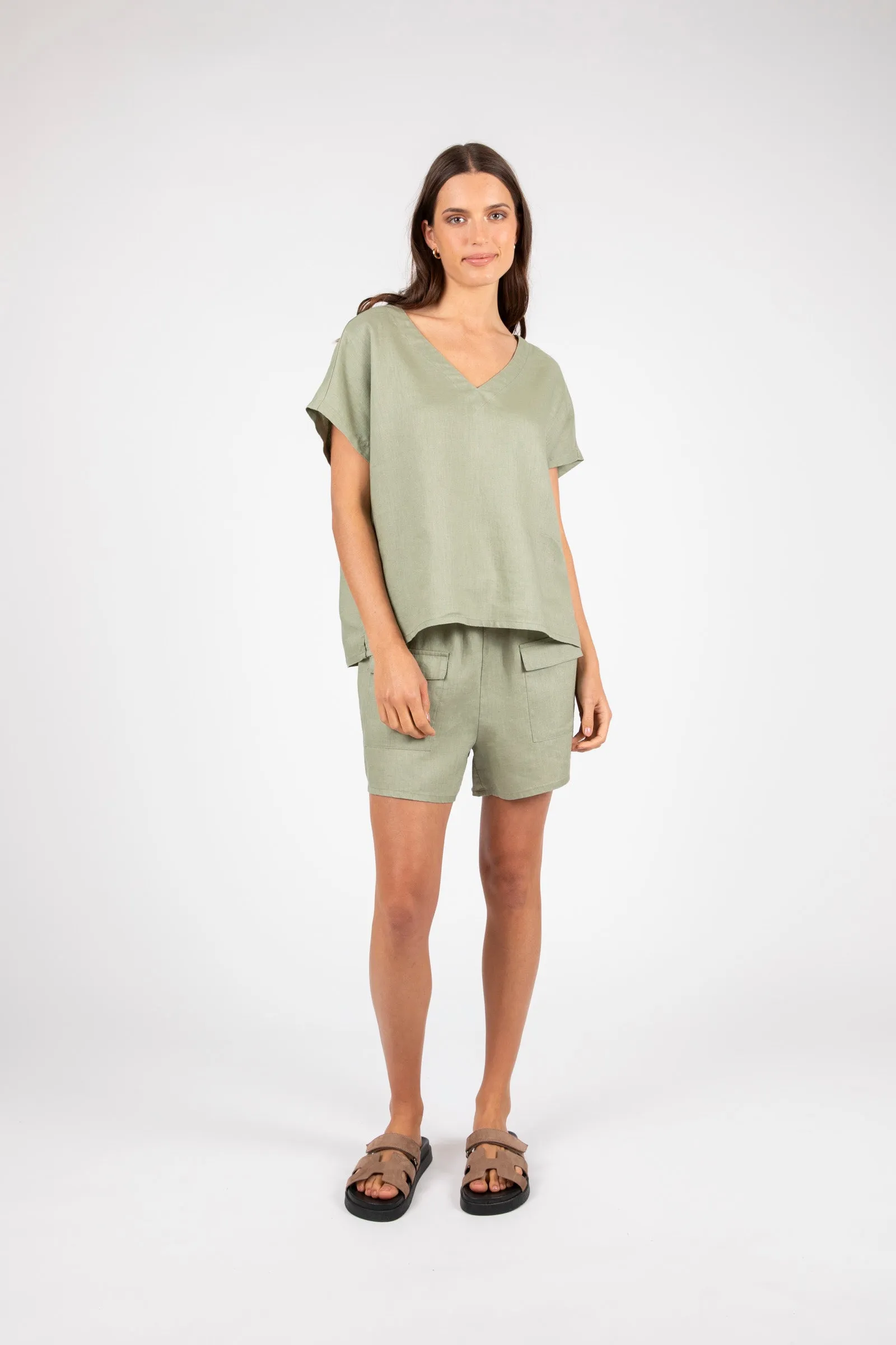 Cove Linen Top - Olive