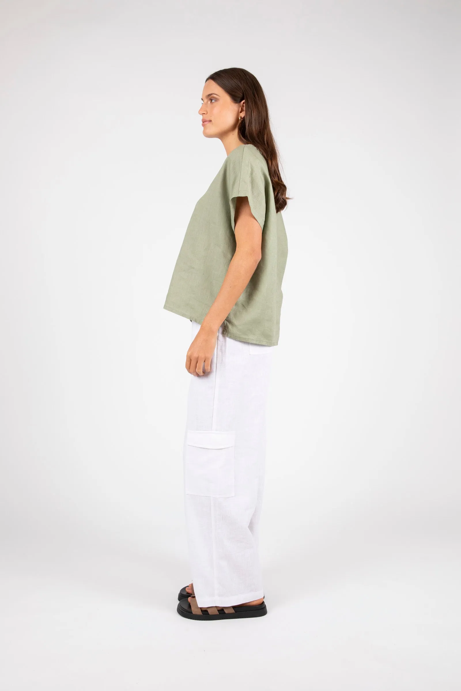 Cove Linen Top - Olive