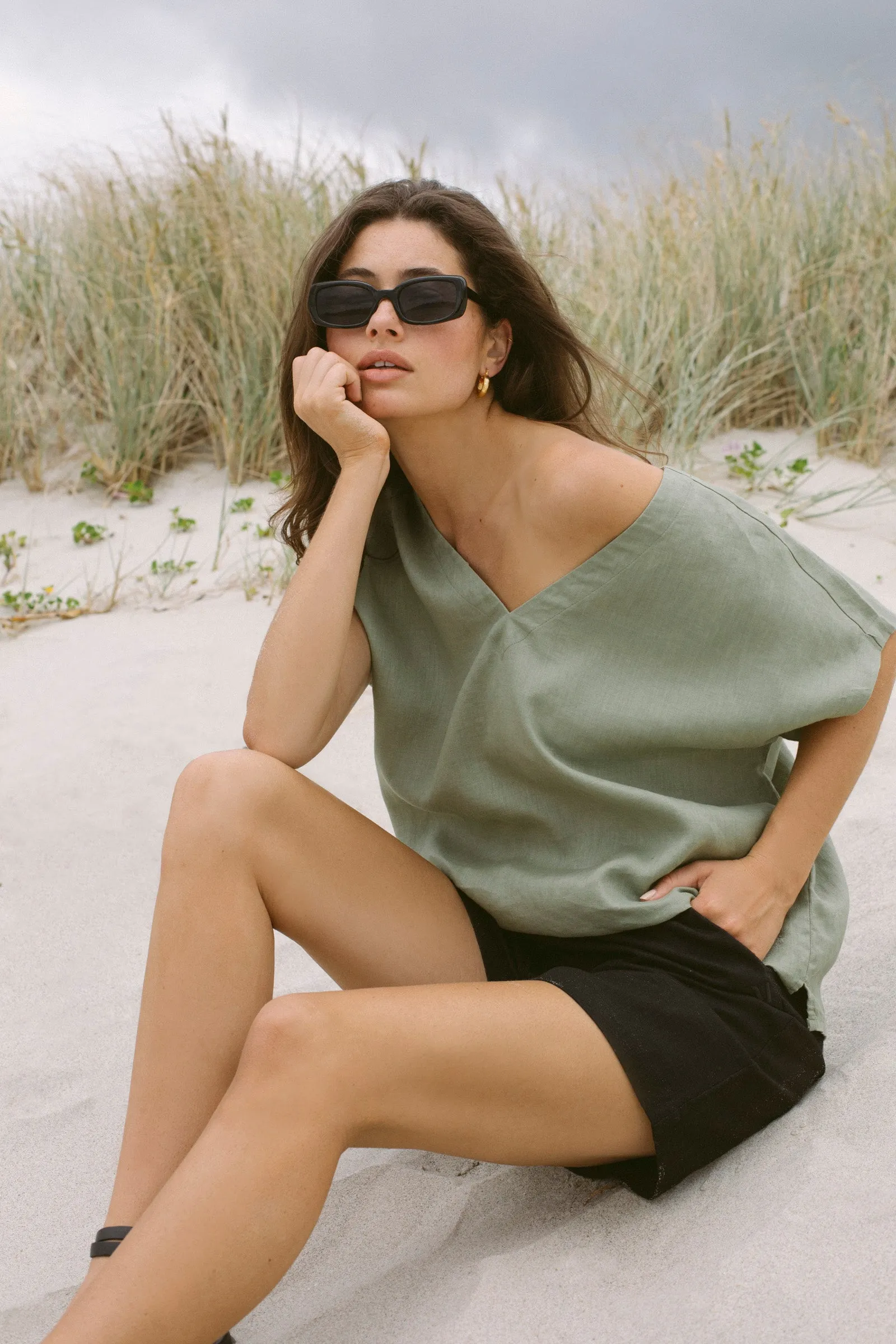 Cove Linen Top - Olive