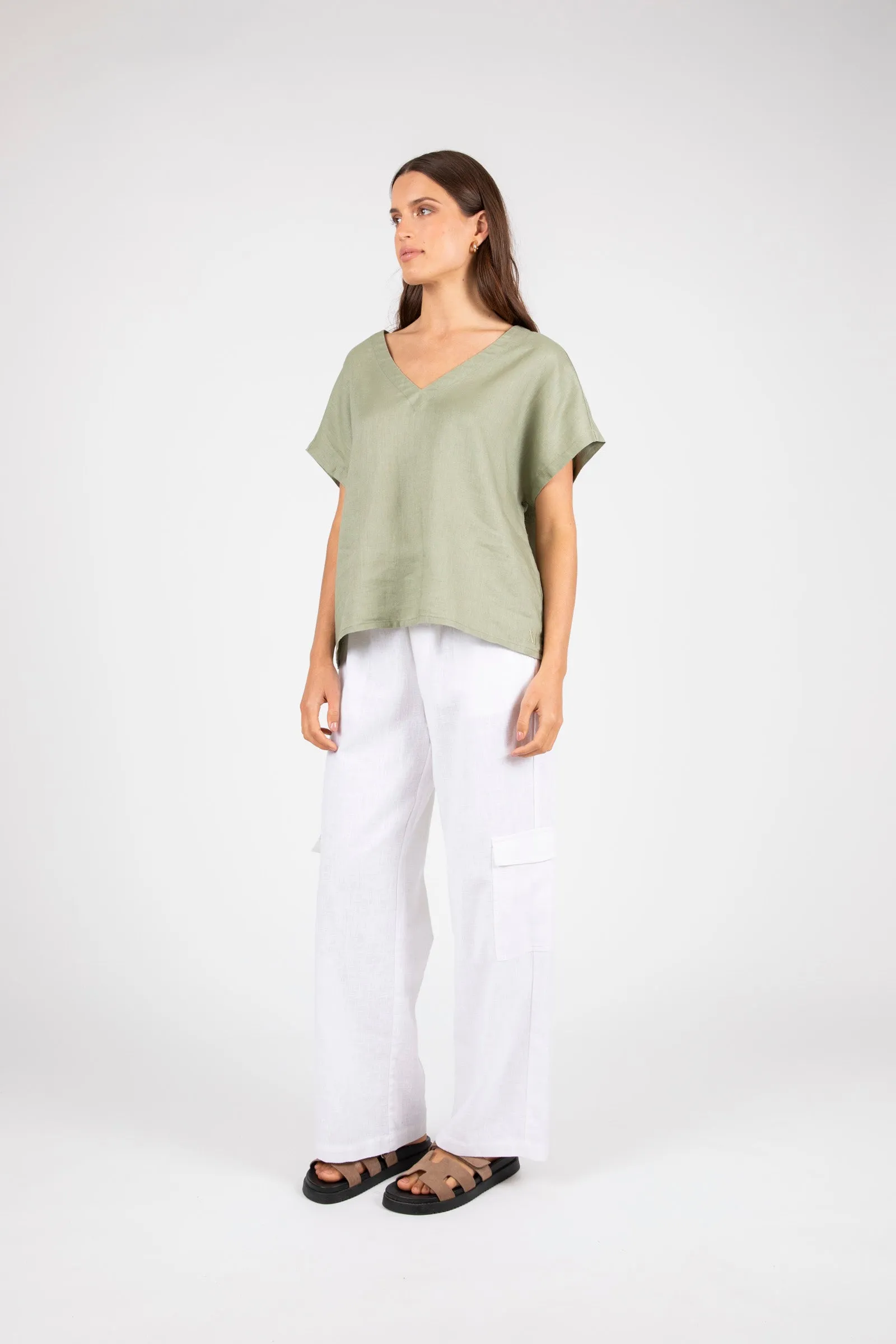 Cove Linen Top - Olive