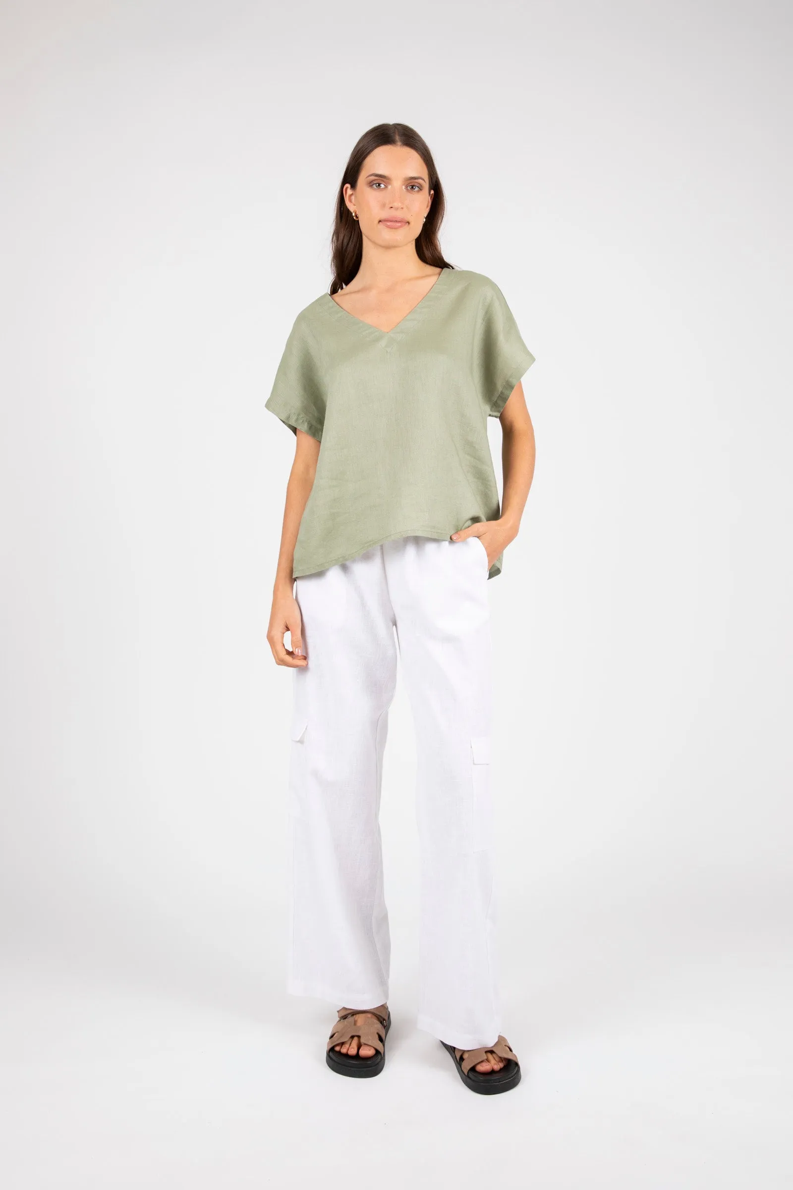 Cove Linen Top - Olive