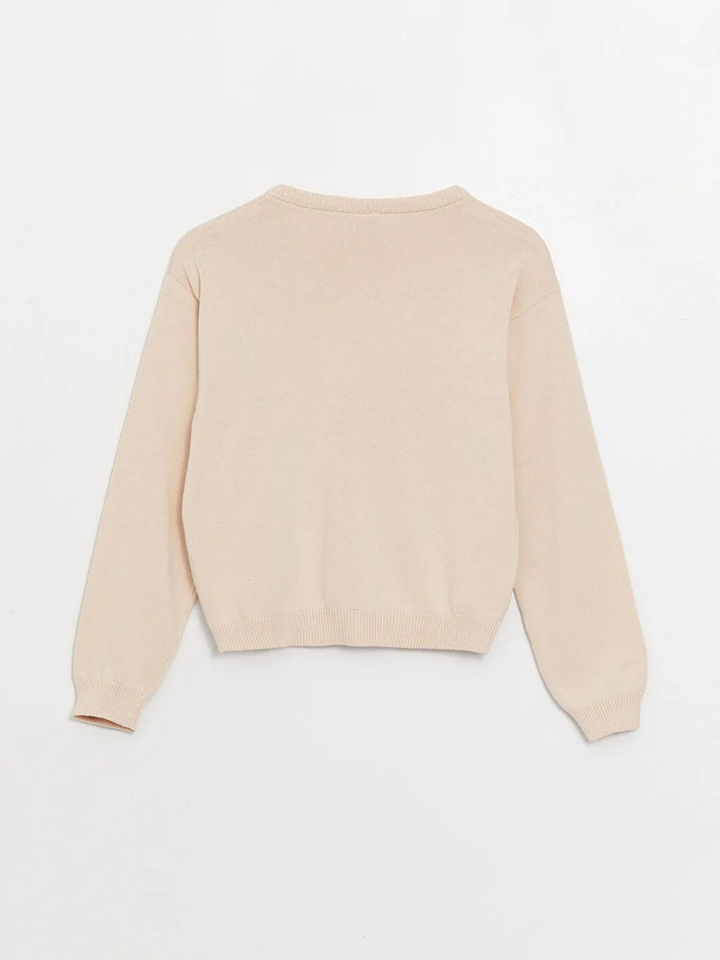 Crew Neck Patterned Long Sleeve Girls Knitwear Cardigan
