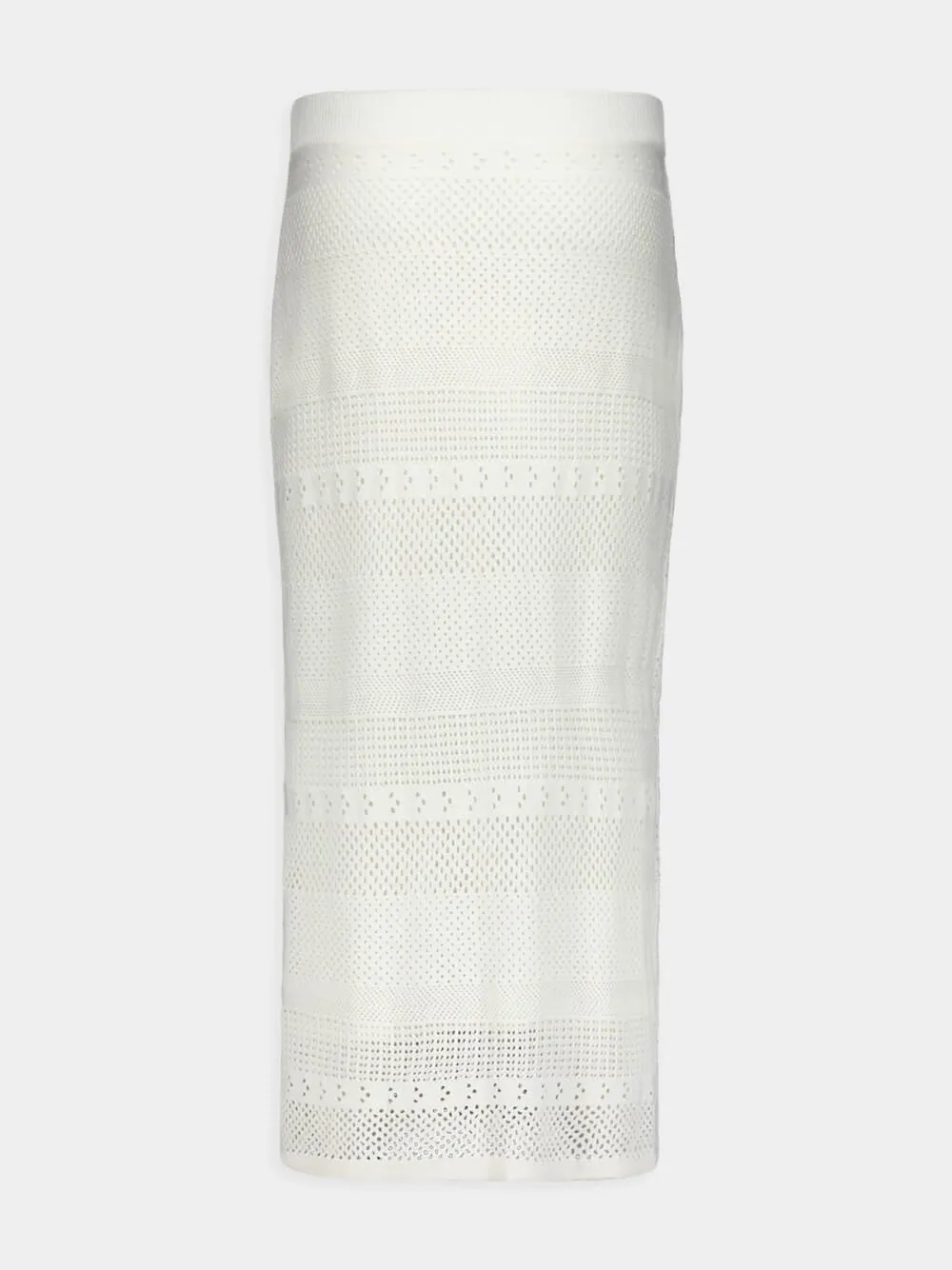 Crochet-Knit Pencil Skirt in White