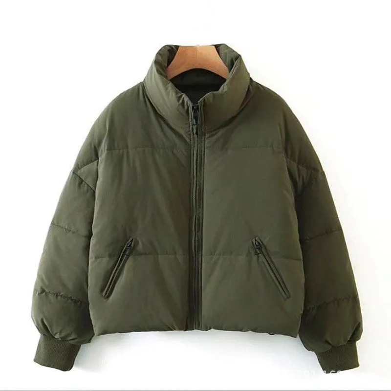 Cross-border explosion European and American ins bread jacket stand-up collar is thin, loose and warm, winter women's thick cotton-padded clothes