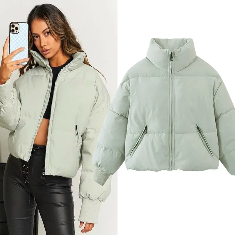 Cross-border explosion European and American ins bread jacket stand-up collar is thin, loose and warm, winter women's thick cotton-padded clothes