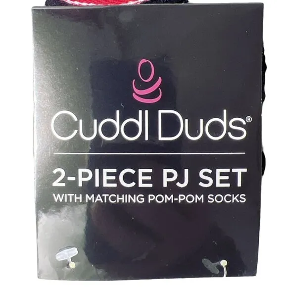 Cuddl Duds Womens Black Dogs Sweater Knit Socks 3 Pc Pajamas Sets Plus Sz 2X NWT