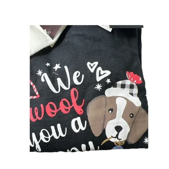 Cuddl Duds Womens Black Dogs Sweater Knit Socks 3 Pc Pajamas Sets Plus Sz 2X NWT