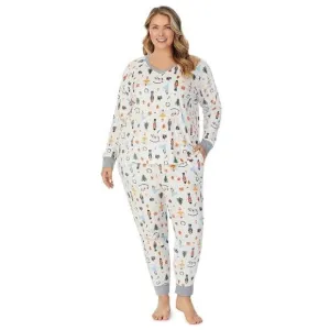 Cuddl Duds Womens Cream Nutcracker Velour V Neck Pajamas Sets Plus Sz 2X NWT