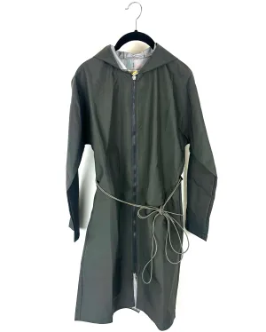 Dark Gray Long Raincoat With Bungee Belt - Size 2/4 and 10/12