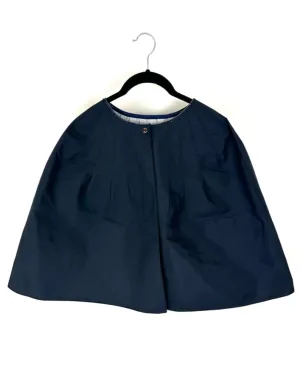 Dark Navy Blue Cropped Rain Poncho - Size 0 -16
