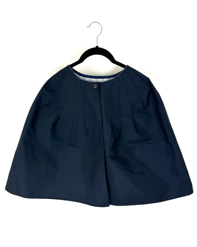 Dark Navy Blue Cropped Rain Poncho - Size 0 -16