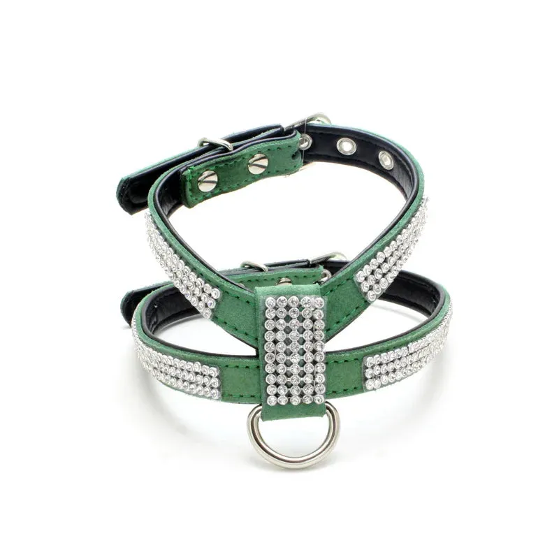 Dog Collar Adjustable Pet Products Pet Necklace Dog Harness Leash Bling Rhinestone Exquisite Crystal Diamond Dog Collar Supplies