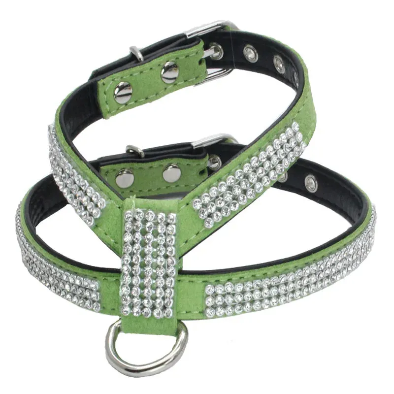 Dog Collar Adjustable Pet Products Pet Necklace Dog Harness Leash Bling Rhinestone Exquisite Crystal Diamond Dog Collar Supplies
