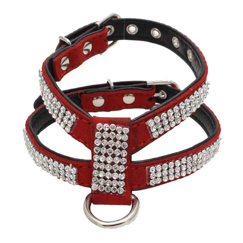 Dog Collar Adjustable Pet Products Pet Necklace Dog Harness Leash Bling Rhinestone Exquisite Crystal Diamond Dog Collar Supplies