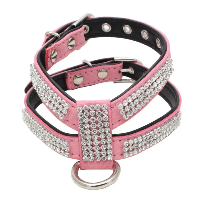 Dog Collar Adjustable Pet Products Pet Necklace Dog Harness Leash Bling Rhinestone Exquisite Crystal Diamond Dog Collar Supplies