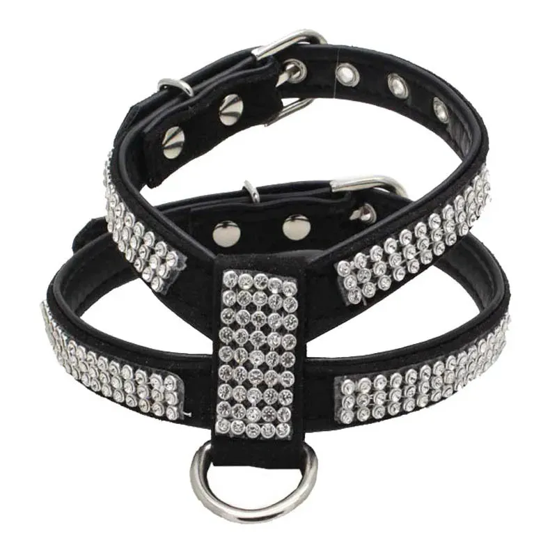 Dog Collar Adjustable Pet Products Pet Necklace Dog Harness Leash Bling Rhinestone Exquisite Crystal Diamond Dog Collar Supplies