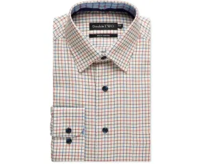Double Two Men's Classic Fit Long Sleeve Pure Cotton Check Shirt 15 to 23