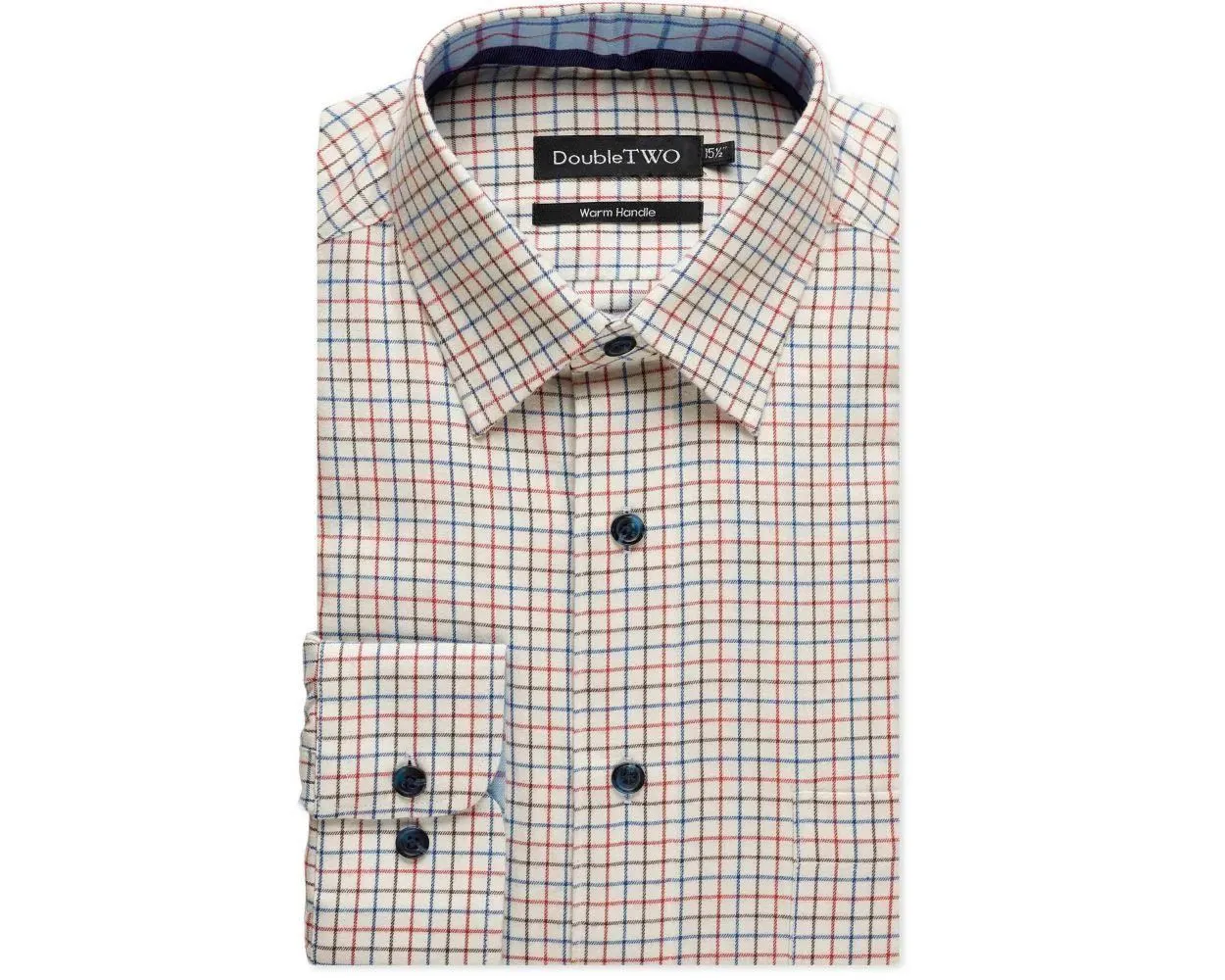 Double Two Men's Classic Fit Long Sleeve Pure Cotton Check Shirt 15 to 23