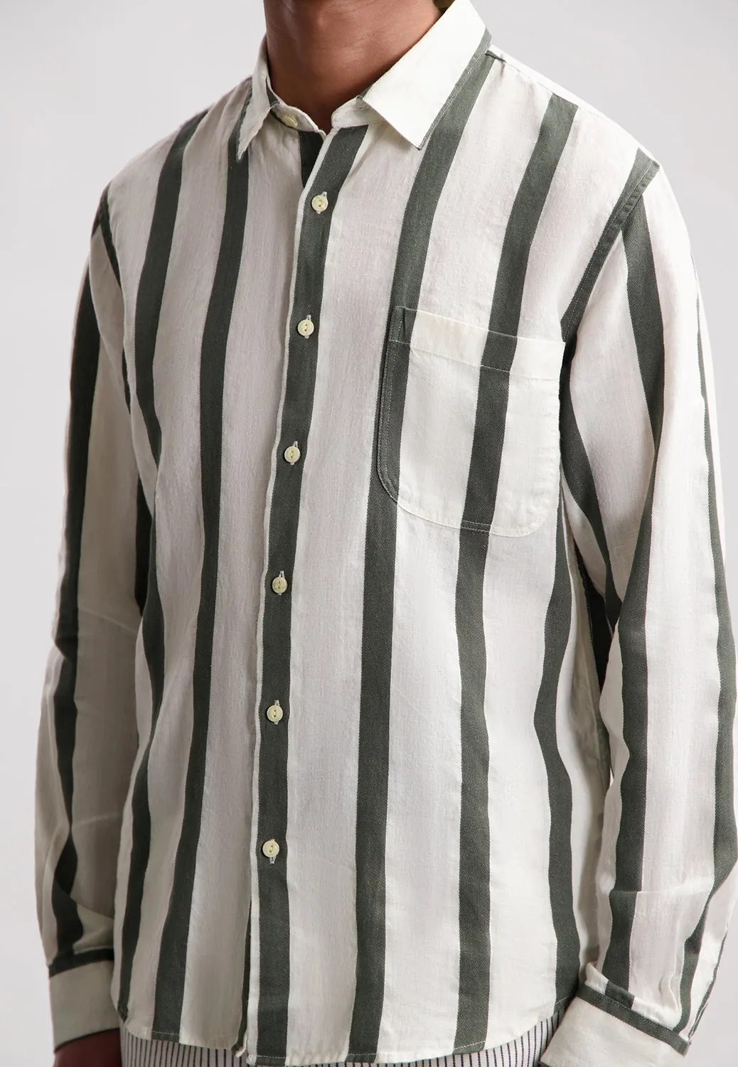 DSTREZZED MILLER LINEN / COTTON WIDE STRIPE L/S SHIRT 303806